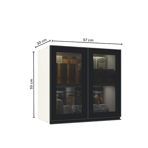 Image of SPECIALITY PANELS Multipurpose Cabinet with Modern Elegance Tinted Glass Wall Cabinet, Space Organizer for Office /Kitchen in (Highland Pine, 2 Glass Shutter)