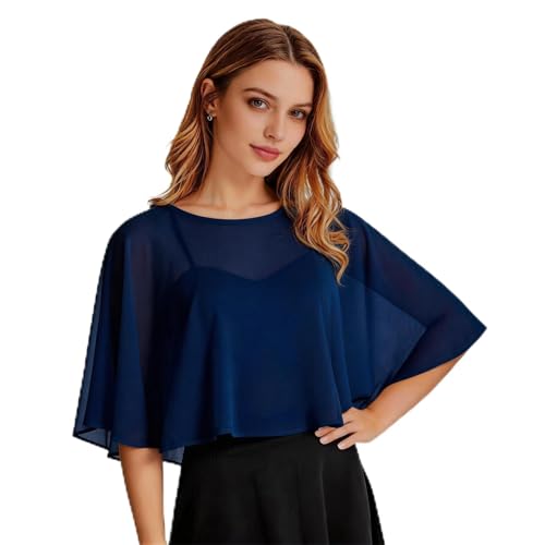 Image of Ciormis Chiffon Capelet Women's Soft Shawls and Wraps for Evening Dresses, Wedding Formal Dress Shawl Cape Cover up