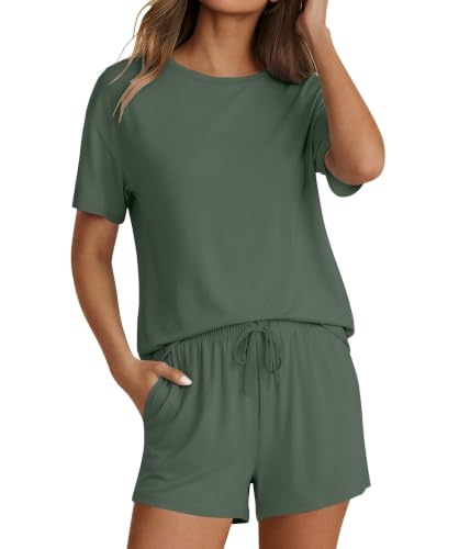 Image of Ekouaer Pajamas for Women Set Viscose from Bamboo Pjs 2 Piece Lounge Sets