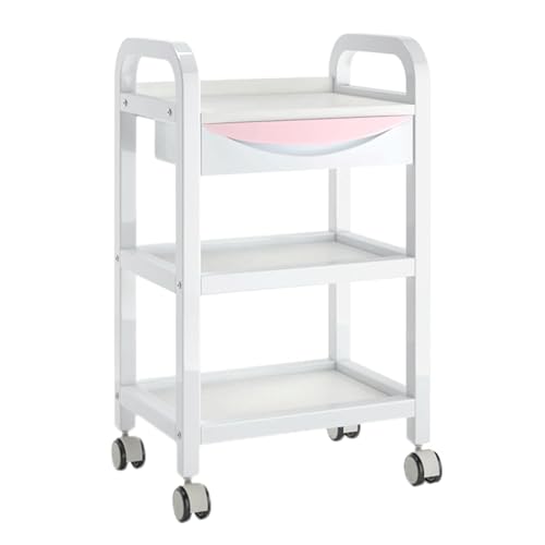 Chariot de salon à 3 niveaux en stratifié épais avec grand tiroir de rangement