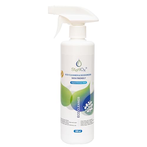 SterilOx 500 ml - Desinfectante-Desodorante Multiusos / 100% Natural/Destruye, para personas y animales/Solución de ácido hipocloroso