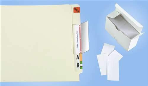 Clear Label Holder for End Tab Folders 3” x 1-1/2” with Writable Insert Cards for Chart Identification and Compliance Doctor Stuff 500/Box