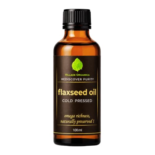 Image of Village-Organica Cold Pressed Flax Seeds Oil | Single Pressed | Pure & Natural | For Healthy Hair & Skin Flaxseed Oil | Alsi Ka Tel | Glass Bottle (100ml)
