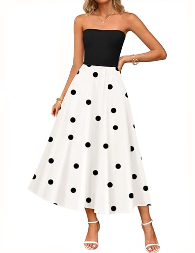 ZESICA Women's 2025 Summer Boho Strapless Midi Dress Off Shoulder...