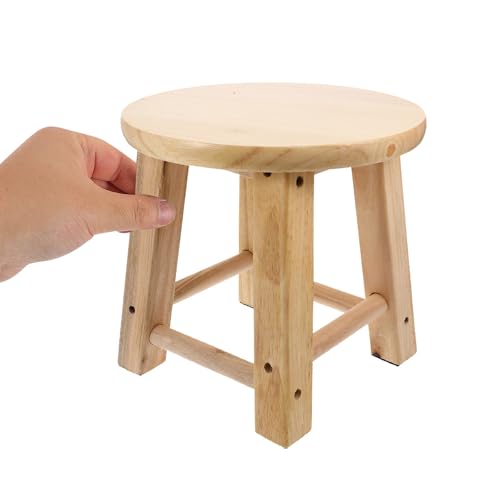 Hemobllo Taburete Pequeño de Madera Beige Antideslizante y Ligero Cuatro Patas Adecuado para Baño y Uso Doméstico