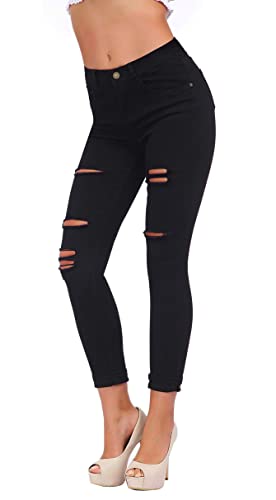 Image of Women's High Waisted Jeans for Women Ripped Skinny Stretch Jeans Distressed Butt Lifting Denim Pants