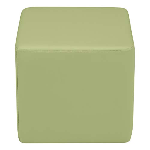 Image of Sprogs 18 inch H Structured Cube Stool -Flexible Modular Collaborative Soft Seating for Office, Home, Lounge and School Classrooms with Durable Frame & Set of 2 inch Legs Add-on - Fern Green