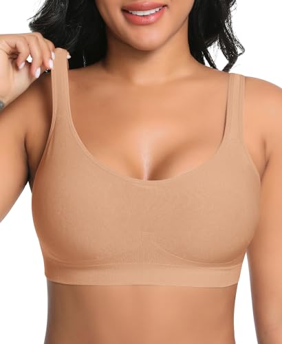 Image of Wireless Sewn in Padded Bras for Women Comfortable Full Coverage Bralettes No Underwire Everyday Tshirt Bra