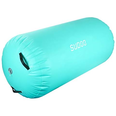 Triclicks Inflatable Air Roller Gymnastics Mats 3 Sizes 100/120 cm Air Roll Air Barrel Gymnastics Mat Tumbling Mat Fitness Exercise Training Roller for Toddler/Adults, Home Use and Gym Pad Cover