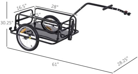 Bike Cargo Trailer 88lbs Load Capacity Heavy Duty Bicycle Wagon Cart with Universal Hitch for Outdoor, 16" Wheels