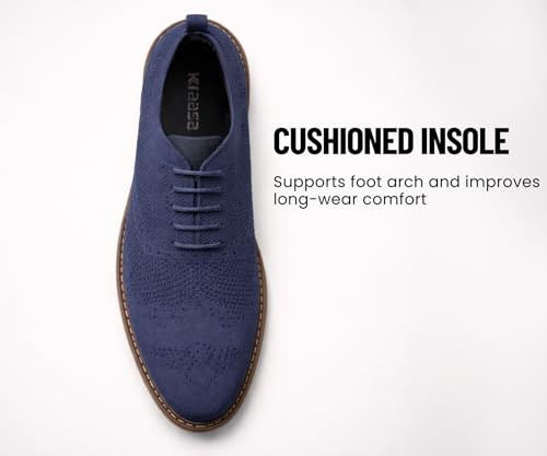 Image of Kraasa Men's Casual Sneaker Lace-Up Oxford Shoes | Breathable Knit Upper | Lightweight & Comfortable | Stylish Brown Sole | Office