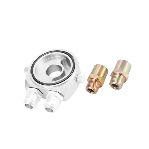 HEROFFIX Universal Car Aluminum Alloy Oil Filter Cooler Sandwich Thread Plate Adapter Oil Cooler Kit Silver Tone M20x1.5 1/8 NPT Replace Parts