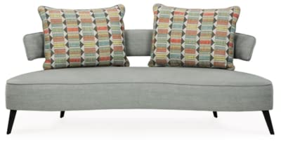 Signature Design By Ashley Hollyann Mid-Century Modern Sofa With Pillows, Gray #TOP2