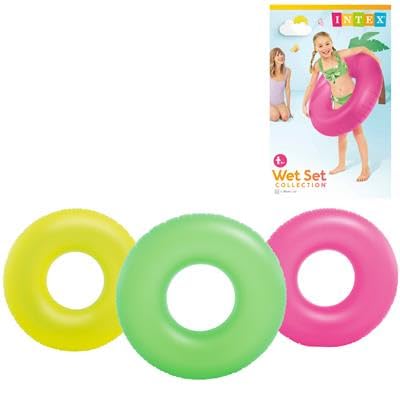 Image of Inflatable Swimming Float Rings for Summer Fun |Swim Tube for Kids & Adult|Circle Float Swim Tube for Pool Party, Lake, Beach| Outdoor Water Safety Floater (NEON Frost Pack of 3)