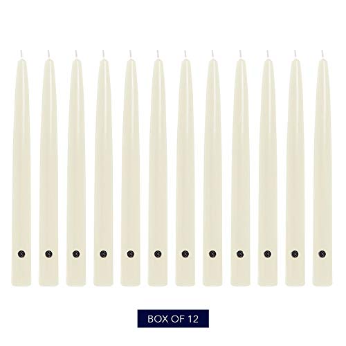 Image of Colonial Candle Unscented Taper Candle, Handipt Collection, Ivory, 12 In, Pack of 12 - Up to 10 Hours Burn