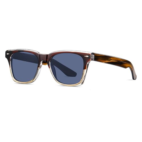 Lunettes de soleil polarisées carrées pour homme en acétate TR+ noires