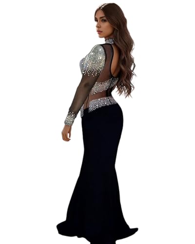 Image of Nagfar Women Rhinestone Sequin Birthday Party Sexy New Year Formal Dress