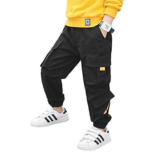 Rolanko Boys' Cargo Pants Casual Kids Joggers Elastic Waist Outdoor Hiking Baggy Trousers 4-14 Years2