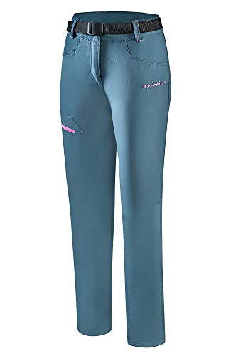 Black Crevice Pantalones de Trekking Mujer Senderismo, Blue Mirage/Pink, 44