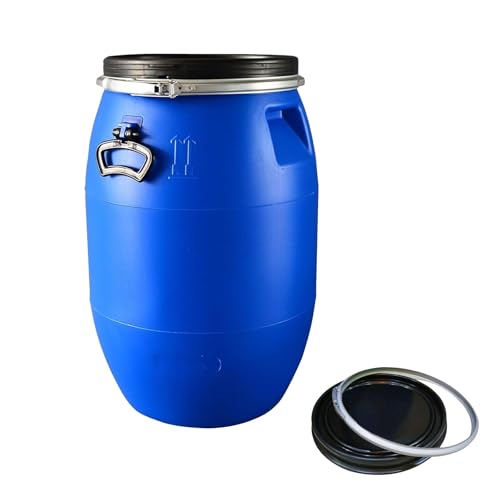 Shipping Barrel Plastic Drum with Lid Food Grade Container Air Tight for Water and Food Storage Rain Barrel Use(30L)