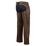 Milwaukee Skórzane czapsy motocyklowe męskie Leather Vintage Crazy Horse, brązowa skóra, odpinana podpinka termiczna, model MLM5518, rozmiar L