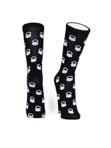 Meia preta com kettlebell branco