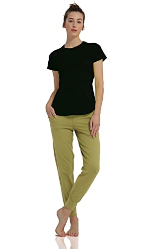 Lulucheri Women's Workout T-Shirt Short Sleeve Lightweight Crew Neck Shirts Yoga Running Exercise Athletic Tee Top (Medium, Black) #TOP1