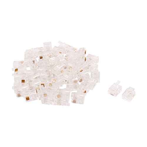 sourcing map RJ11 6P4C Adapter Jack Telephone Phone Handset Cable Wire Connector Clear 50pcs