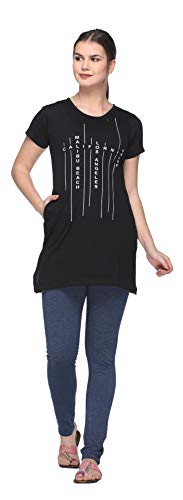 Image of In Love Women's Printed Cotton Plus Size Longline T-Shirt Half Sleeve with Pockets Pack of 2