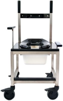 CENTiCARE C-SS1200-B-B-4 Stainless Steel 1000 Capacity Shower Chair and Commode, Black