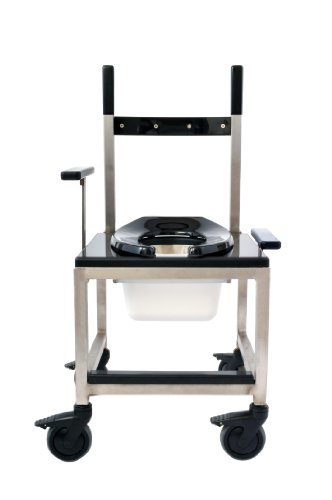 CENTiCARE C-SS1200-B-B-4 Stainless Steel 1000 Capacity Shower Chair and Commode, Black