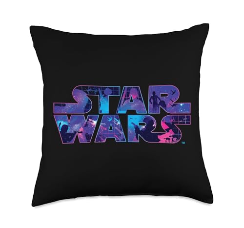 Image of Star Wars Logo 90s Galaxy Throw Pillow, 18x18, Multicolor