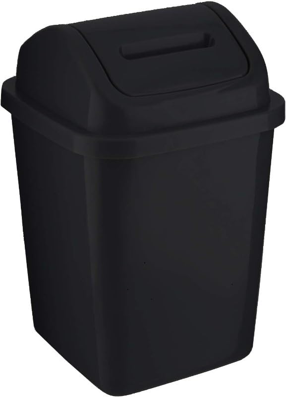 ZYBUX 5L Small Swing Top Bin Plastic Waste Bin for Kitchen Bathroom (Black)