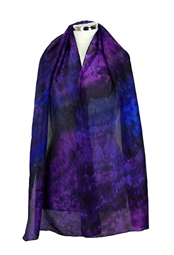 Purple blue silk scarf for women Night In Venice Handmade silk sc...