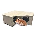 Eyksta Wooden Hamster House, Corner House Hamster Hideout Cage Décor for Syrian Hamsters Dwarf Hamsters Gerbils Chinchilla Rat (Large 31 * 24 * 11 cm)