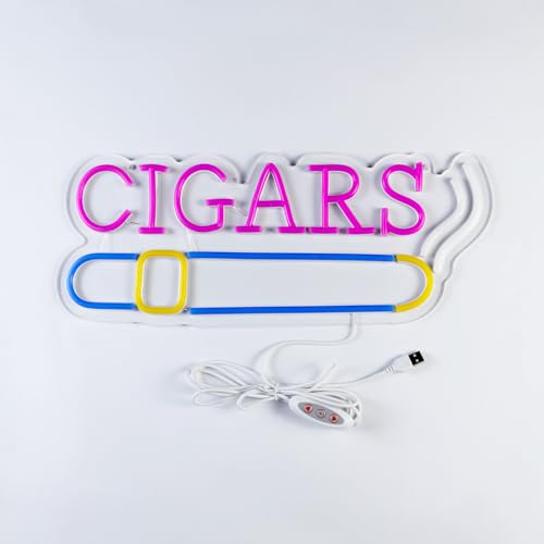 Image of Cigar Neon Sign, Neon Signs for Wall Decor, Neon Lights for Man Cave Decor, Light Up Sign for Bedroom, Bar, Hotel, Pub, Party