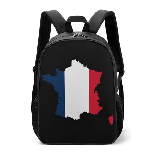 France Flag Map Travel Backpack Casual Daypack Shoulder Bag with Adjustable Shoulder Straps for Hiking