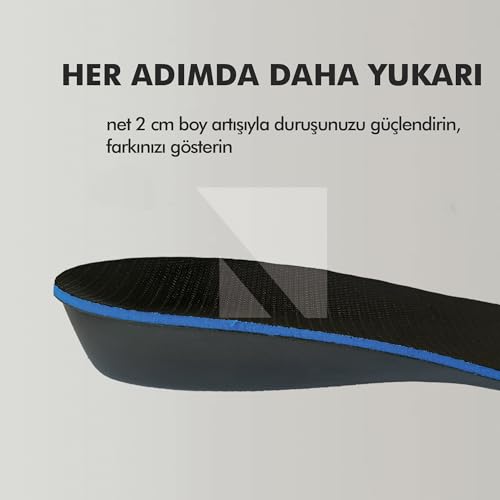 Active Team - Boy Uzatıcı Tabanlık, İçten hava yastıklı, Koku Önleyici, Parfümlü (2 cm, 43-46)