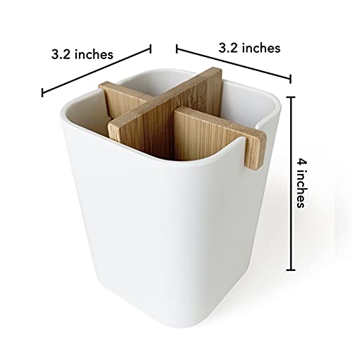 Zynshe Pen Holder For Desk Organizer - Pencil Cup - Toothbrush Or Makeup Brush Holder - Storage For Office Supplies, Teachers, Kids, Classroom, Home - Natural White Bamboo #TOP3