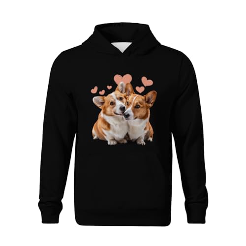Kids Cute Pet Corgi Lovers Boys Girls Lightweight Kangaroo Pocket Fleece Hoodies2