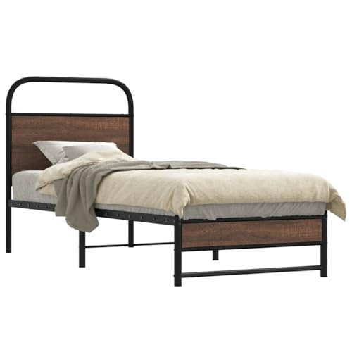 Vetnasa Estructura de Cama sin colchón 75x190 cm Madera marrón Roble Mobiliario, Camas y Accesorios, Camas y somieres Marrón 17,1 KG