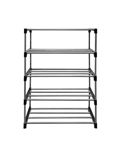 Image of 5 Tier Shoe Rack Sturdy Shoe Organizer for 15+ Pairs,Space-Saving Storage for Entryway & Closet Shoe Rack Modern Shoe Stand with Open Shelves, Ideal for Bedroom & Hallway Stackable