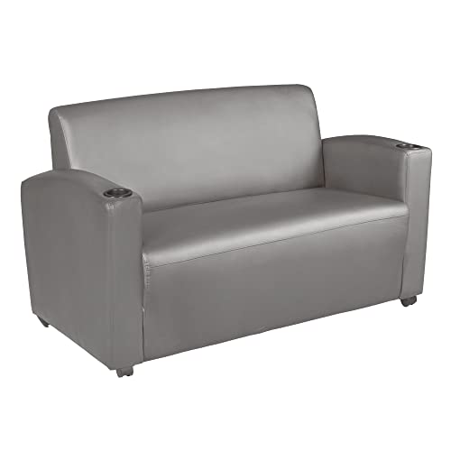 Image of Romig Superstellar Loveseat with Sleek Grey Vinyl Upholstery, Ergonomic and Durable Design, Comfortable Seating for Offices, Homes, Lounges, Classrooms, Waiting Rooms, or Conference Areas