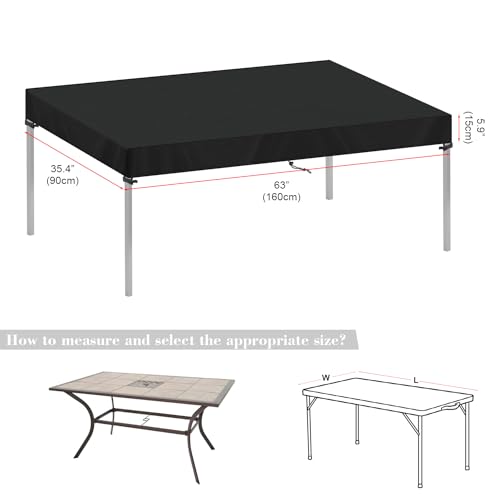 SIMPHAUS Abdeckung Gartentisch 160x90x15cm Abdeckung Tischplatte Tisch Schutzhülle Gartentisch Gartenmöbel Hülle für Gartentisch Winterfest Wasserdicht 420D Oxford Gewebe