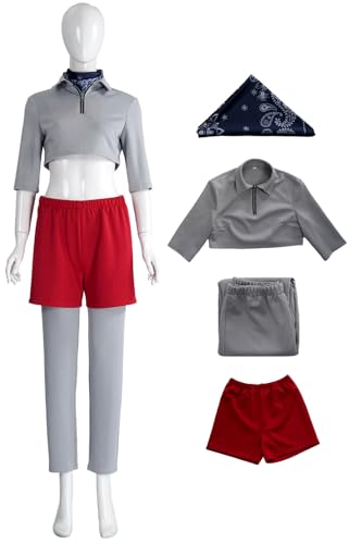 Kolegrial ‌Déguisement Eleven Filles Cosplay Season 5 Eleven Gris Uniforme Set Top Short Pantalon avec Echarpe pour Enfant Carnaval Halloween Party Masquerade Fancy Jeu de rôle Costume