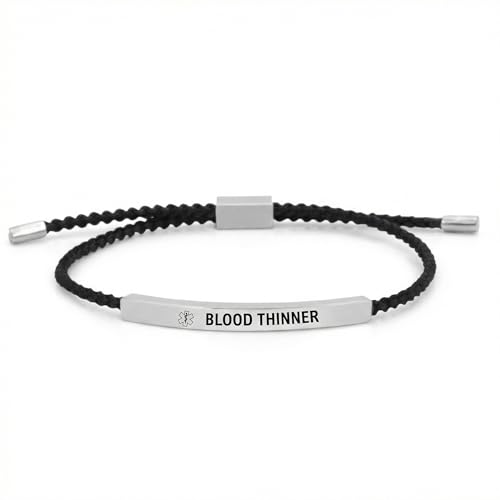 Medical Alert Bracelets for Women - Adjustable Lightweight Medical Bracelet for Woman - Blood Thinners Alert Bracelet Waterproof Durable Dainty Feminine Design