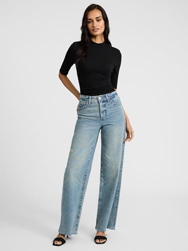 EXPRESS Women’s Ribbed Mock Neck Tee – Elbow Sleeve, Stretch, Fitted Layering Top2