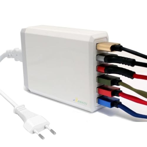 Carregador 6 Portas USB 10A, Carregador Celular, Carrega 6 Aparel...