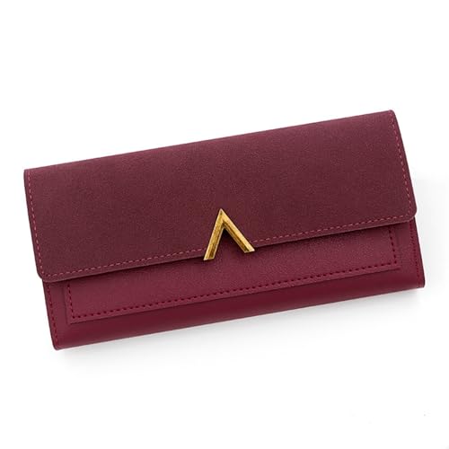 Long Wallet Trifold Stylish Simple Coin Purse(Red)