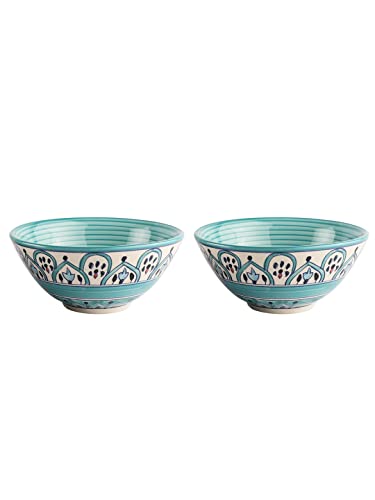 Image of miah decor Ceramic Serving Bowl Handmade Stoneware Matte Finish Serving Bowl for Food Salad Curries Pasta Noodles Snacks Rice Chutney Breakfast (MD-243)